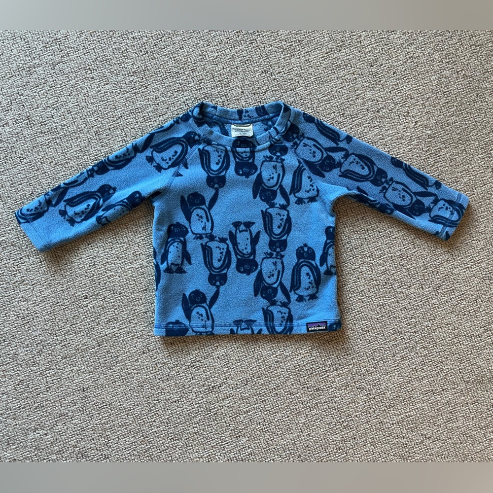 Patagonia Micro D Fleece 12-18 month, Penguin Print